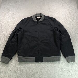 Wallace & Barnes Jacket Mens Medium Black Wool Lined Insulated Bomber Varsity